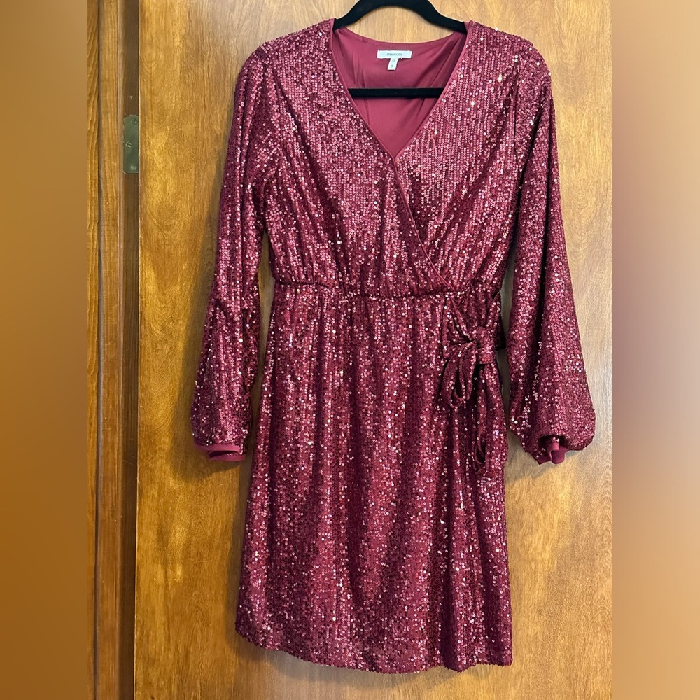 Maurice’s Sequin Maroon Dress - Size S - Great for Holiday Party, Wedding Guest